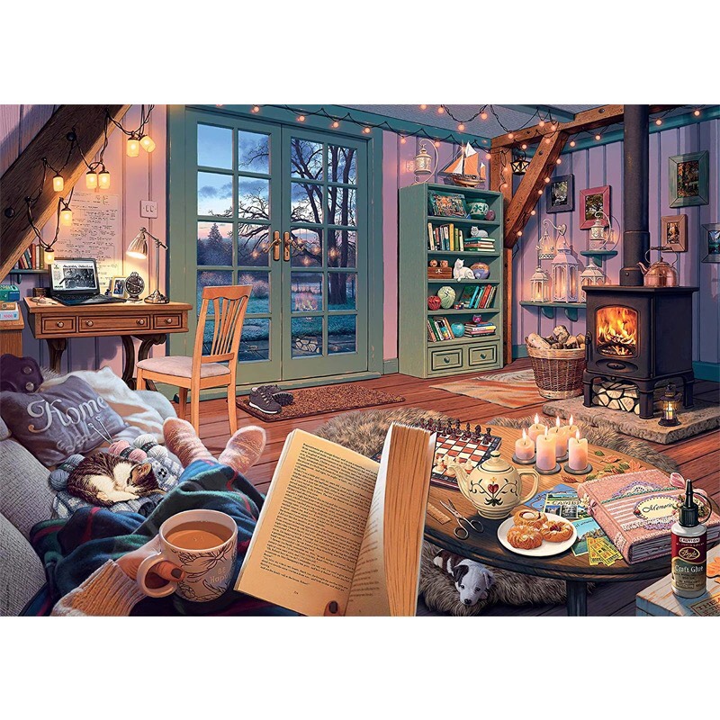 Tranh Ghép Xếp Hình 1000 Mảnh Đọc Sách - Kích Thước: 70x50 cm, Mảnh Dày 2mm, Ghép Hình Kích Thích Trí Não, Đồ Chơi Phát Triển Sớm