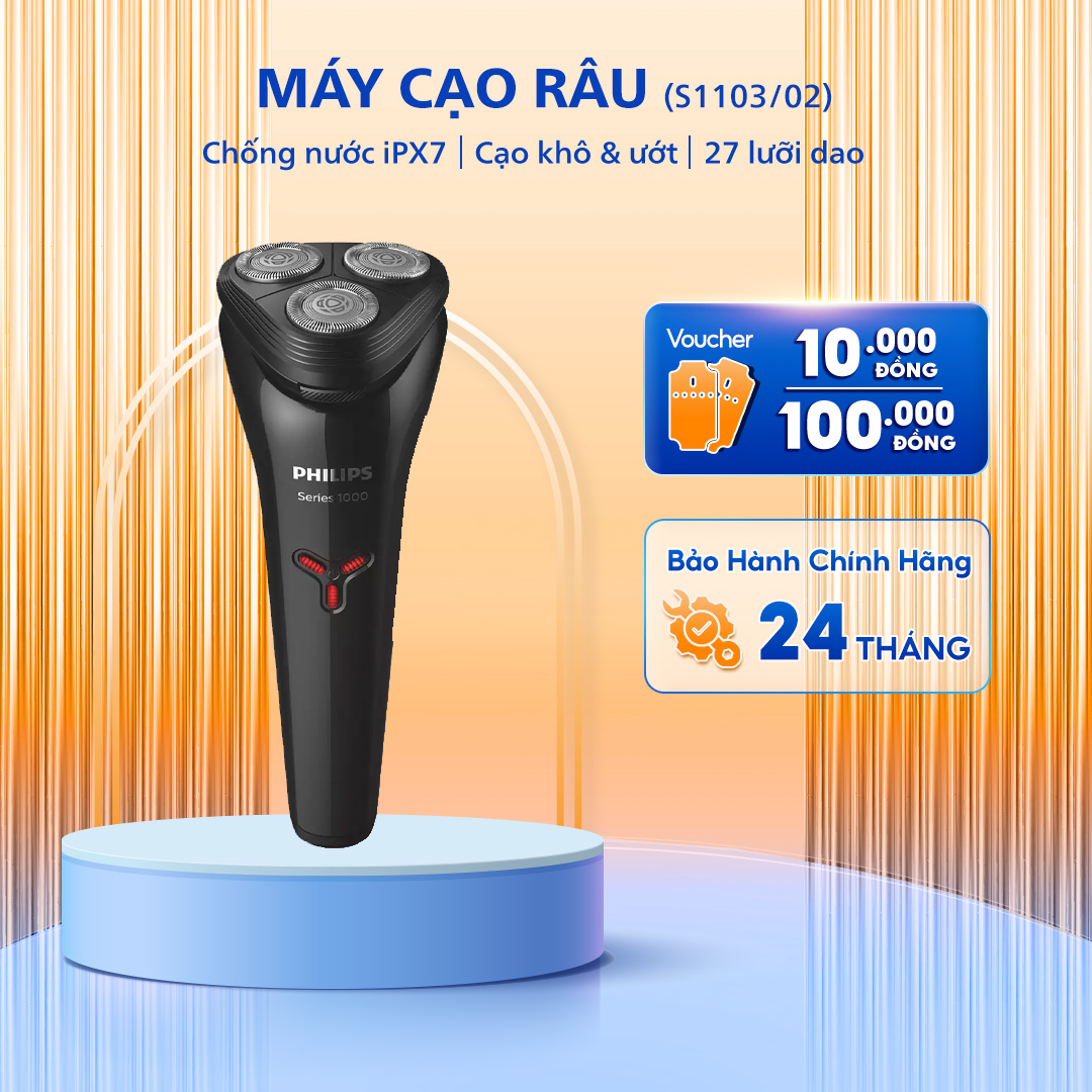 Máy Cạo Râu PHILIPS S1103/02, Cạo Êm Ái, An Toàn, Cạo Khô hoặc Ướt, Bảo Hành Chính Hãng 2 Năm
