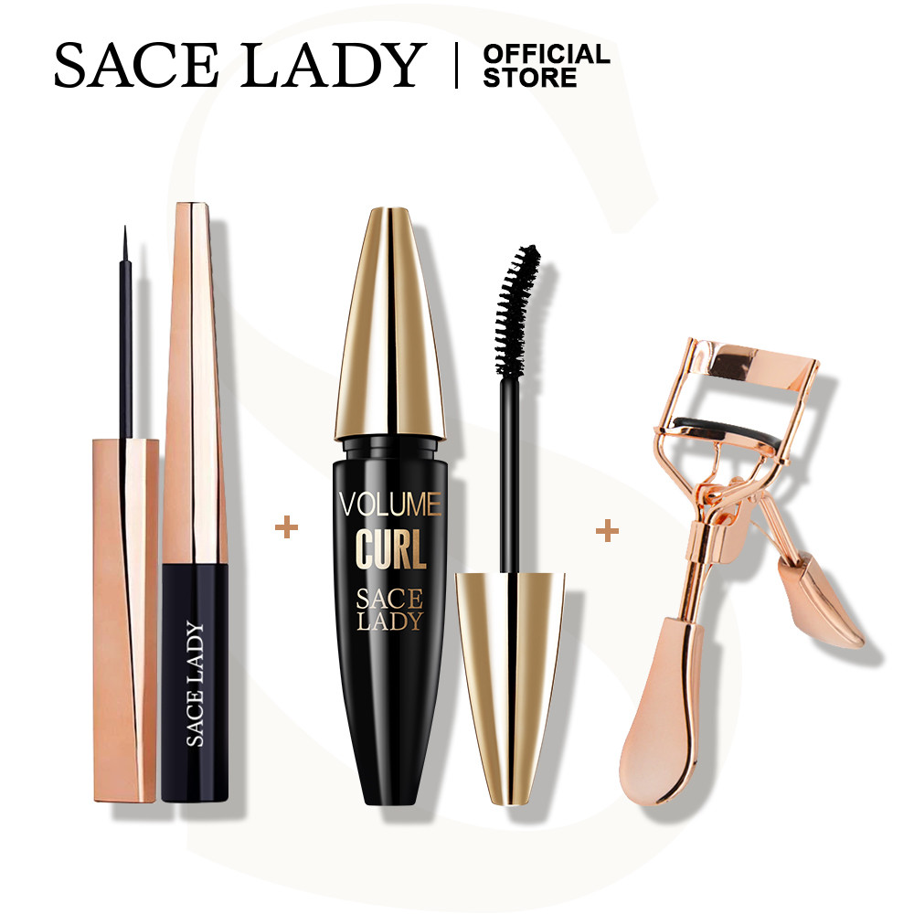 Bộ trang điểm mắt SACE LADY 3 món Bút kẻ mắt không thấm nước+Mascara chống lem+Mỹ phẩm uốn mi