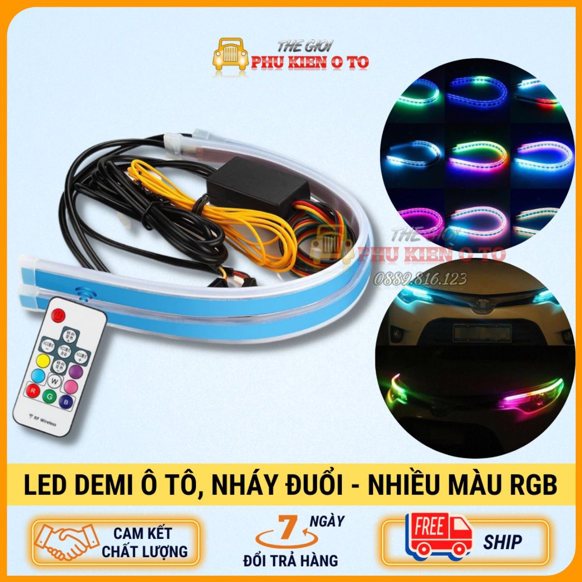 Bộ 2 led mí AUDI ô tô xe máy chạy đuổi nhiều màu chịu nước có điều khiển hàng cao cấp