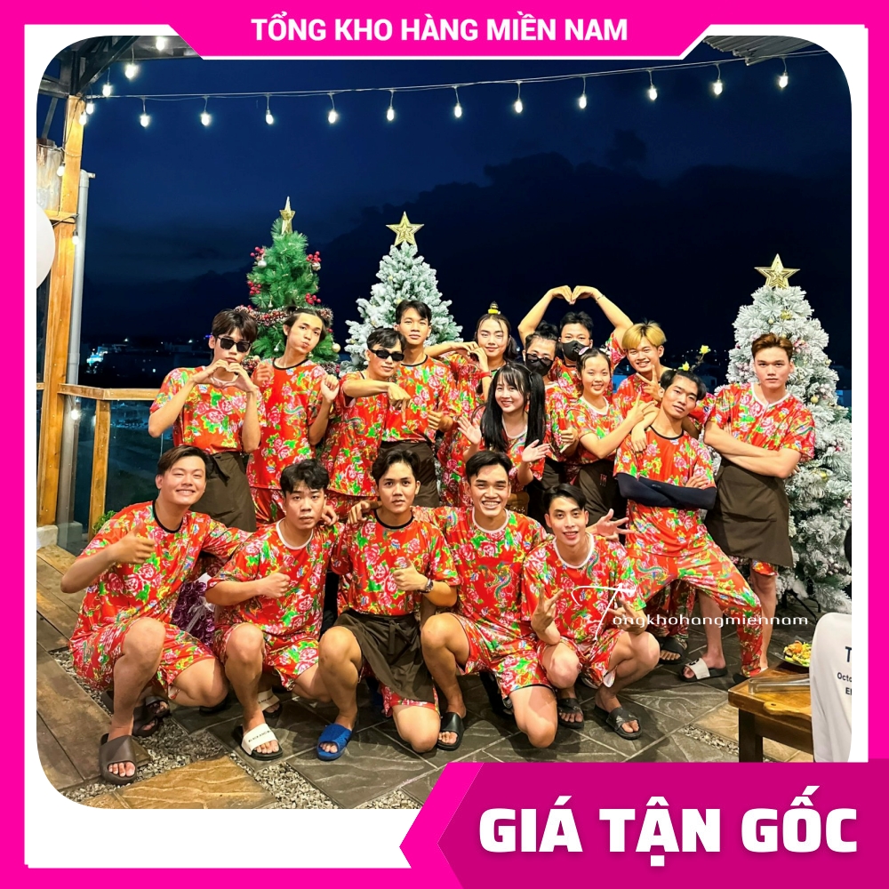 Đồ bộ khăn trải bàn đỏ Đồ bộ chúc tết nam nữ size đến 85kg chất thun mềm mát DBRBD