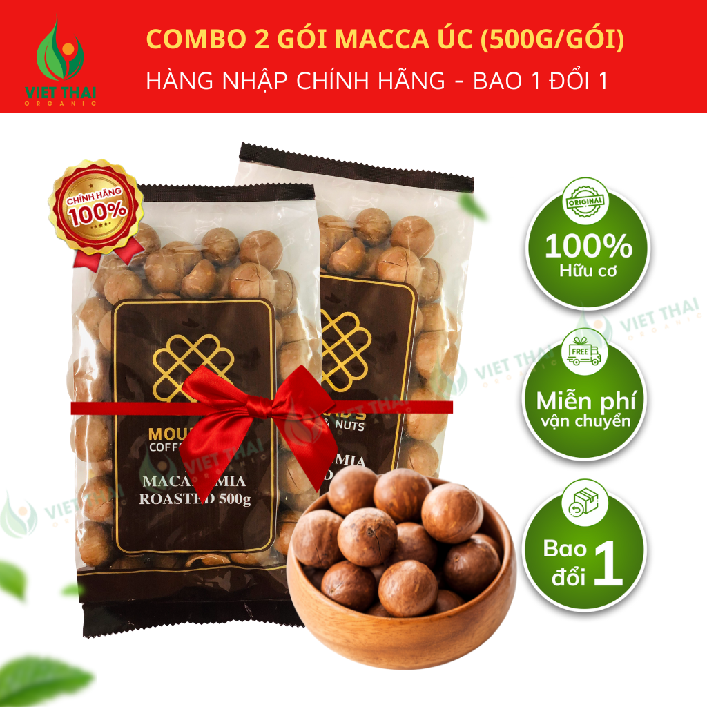 [Siêu Ngon] Combo 2 Gói Mắc Ca Úc Thơm Ngon Giàu Chất Dinh Dưỡng Gói 500G- Việt Thái Organic
