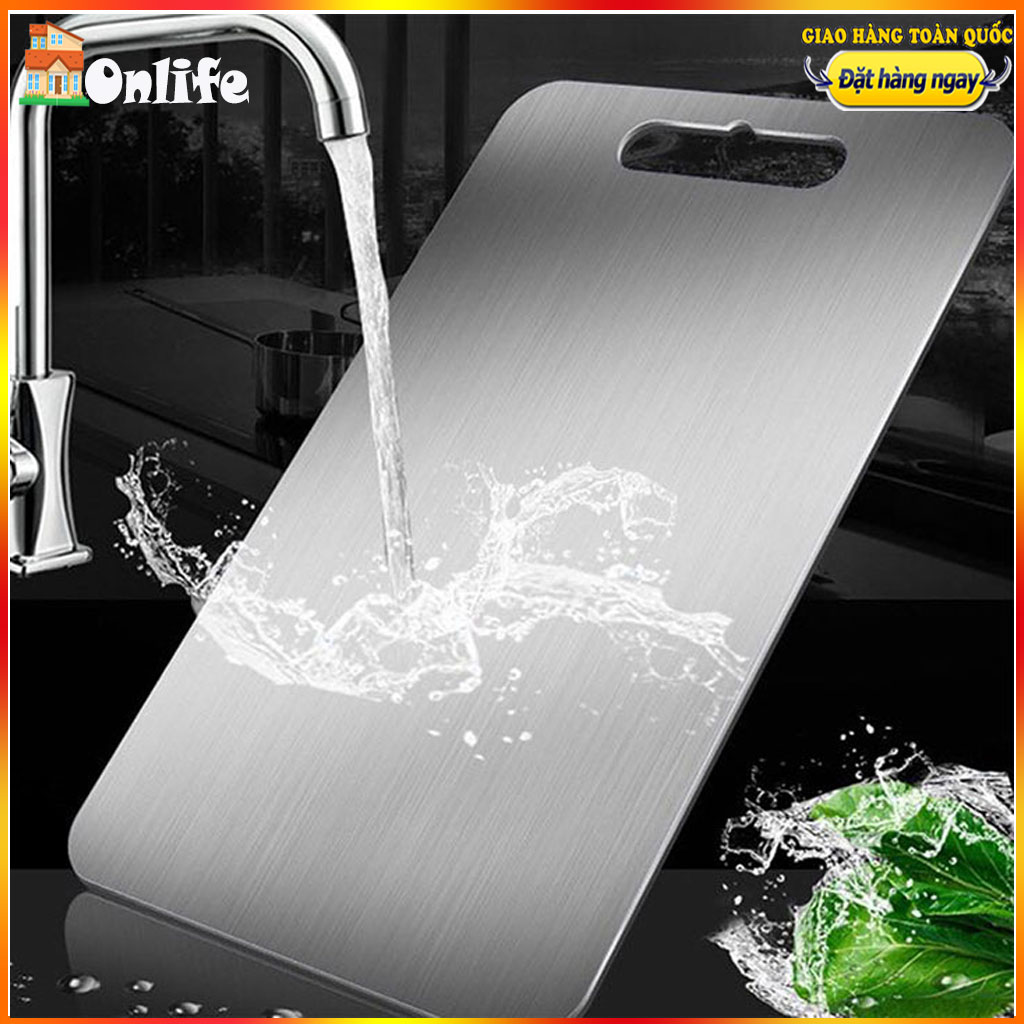 ( Loại Lớn) Thớt inox 304 nguyên khối, Thới inox 304 loại tốt, bền hơn thớt kính cường lực, kháng khuẩn- thớt gỗ nghiến, chống ẩm mốc - chống gỉ sét - rã đông thực phẩm