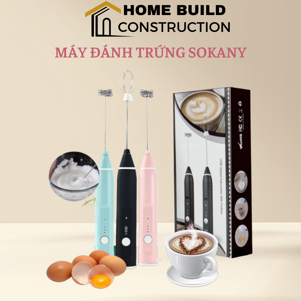 Máy đánh trứng sokany, que tạo bọt cà phê cầm tay chạy điện sạc usb 3 tốc độ siêu tiện lợi, bảo hành 3 tháng