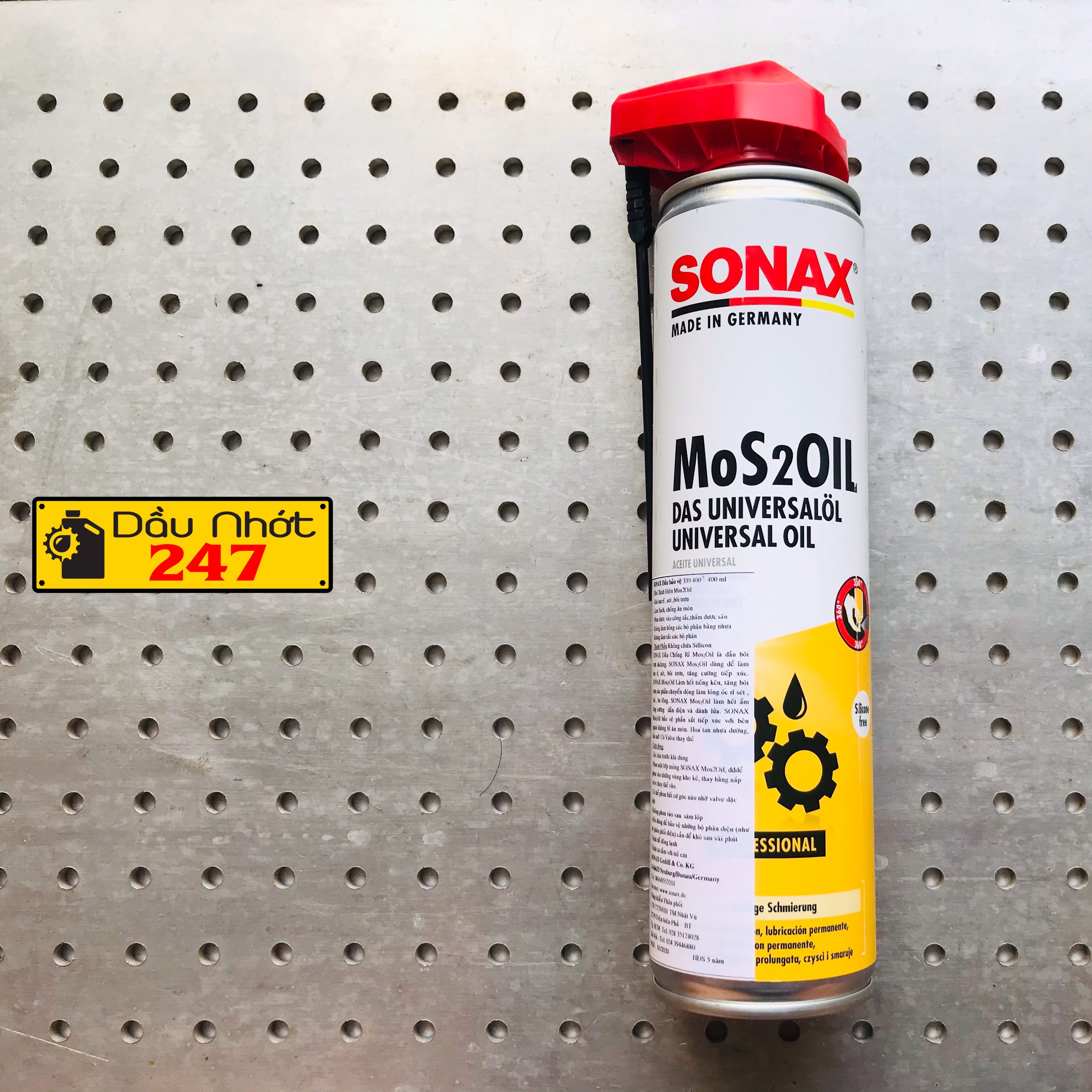 Dầu bảo vệ, bảo quản nhựa và kim loại Sonax MoS2 Oil 400ml