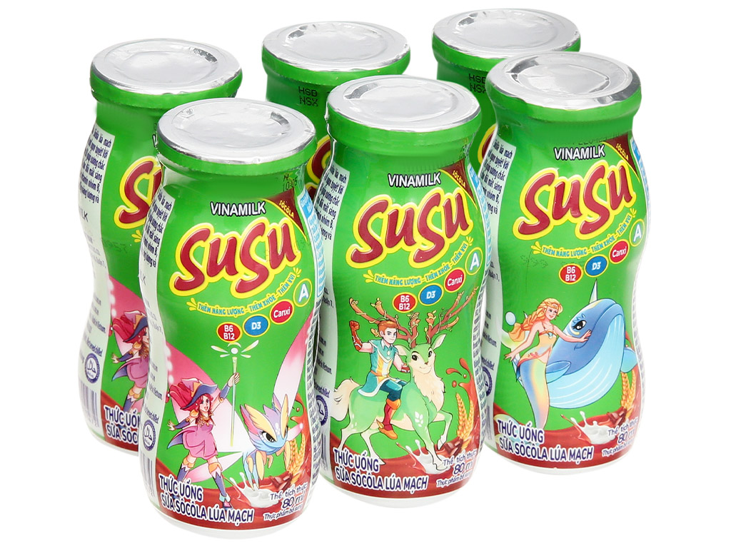 Sữa socola lúa mạch Vinamilk SuSu 80ml- Lốc 6 chai