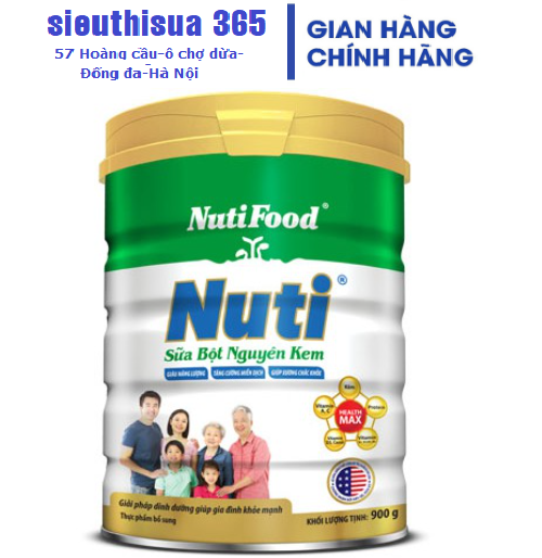 Sữa bột nguyên kem Nuti của NutiFood 900 Gr : dinh dưỡng dành cho gia đình