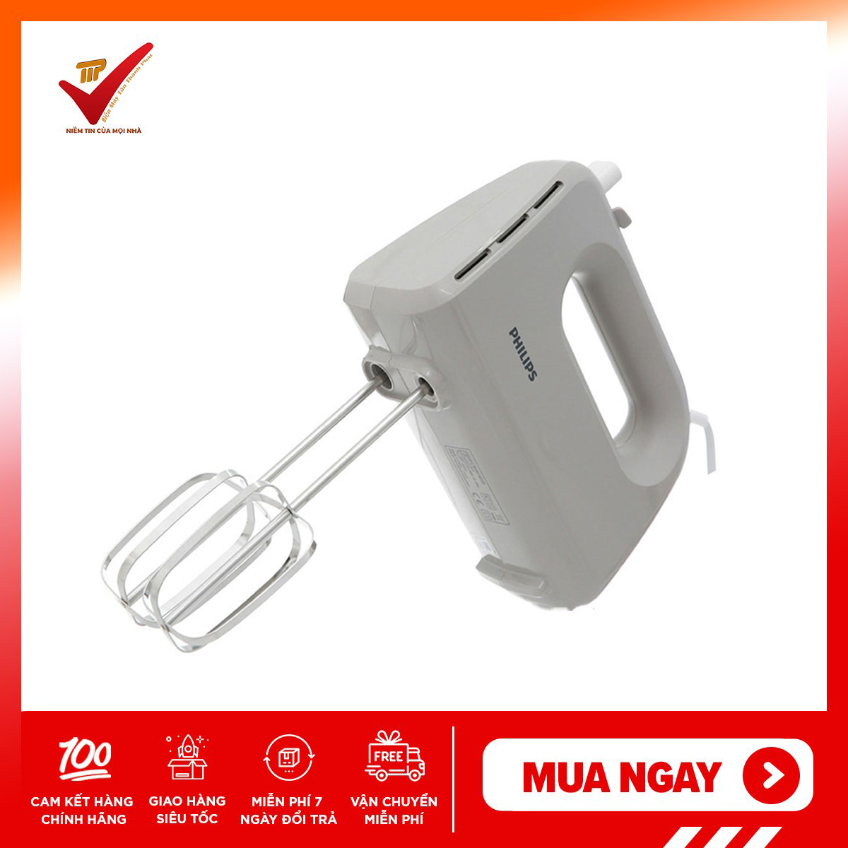 [Voucher 7% Max 800K] (BH 24 tháng chính hãng)Máy đánh trứng cầm tay cao cấp Philips HR3705