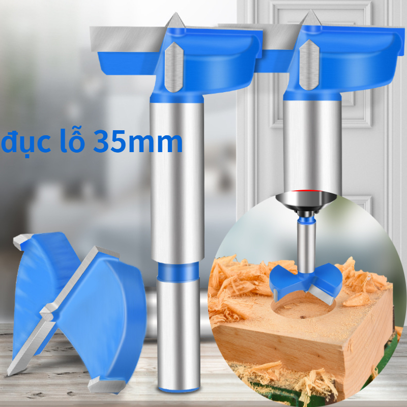 Màu xanh da trời Mũi khoan lỗ bản lề 35mm tùy chỉnh tiện dụng cho làm đồ gỗ kèm cờ lê