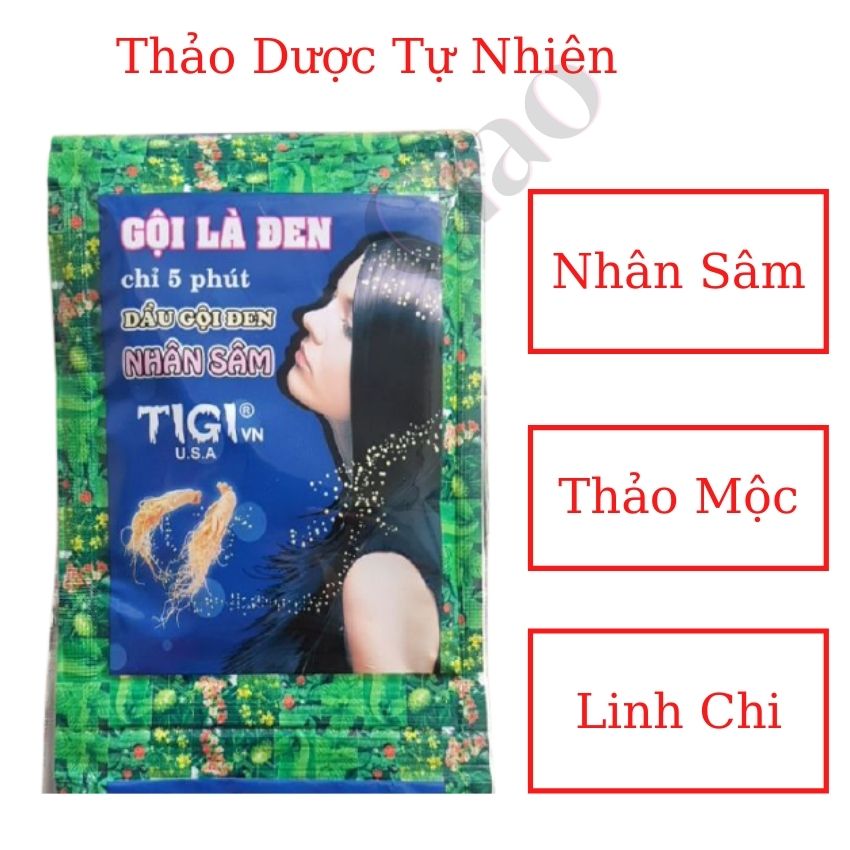 Dầu gội đen nhân sâm tigi 23ml, dầu gội thảo dược tự nhiên, làm đen tóc trong 1 lần gội