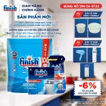 Combo Finish: Viên Rửa Chén Finish Nhật Bản Power Cube 100 Viên + Nước làm bóng Finish 500ml + Muối rửa chén 2kg