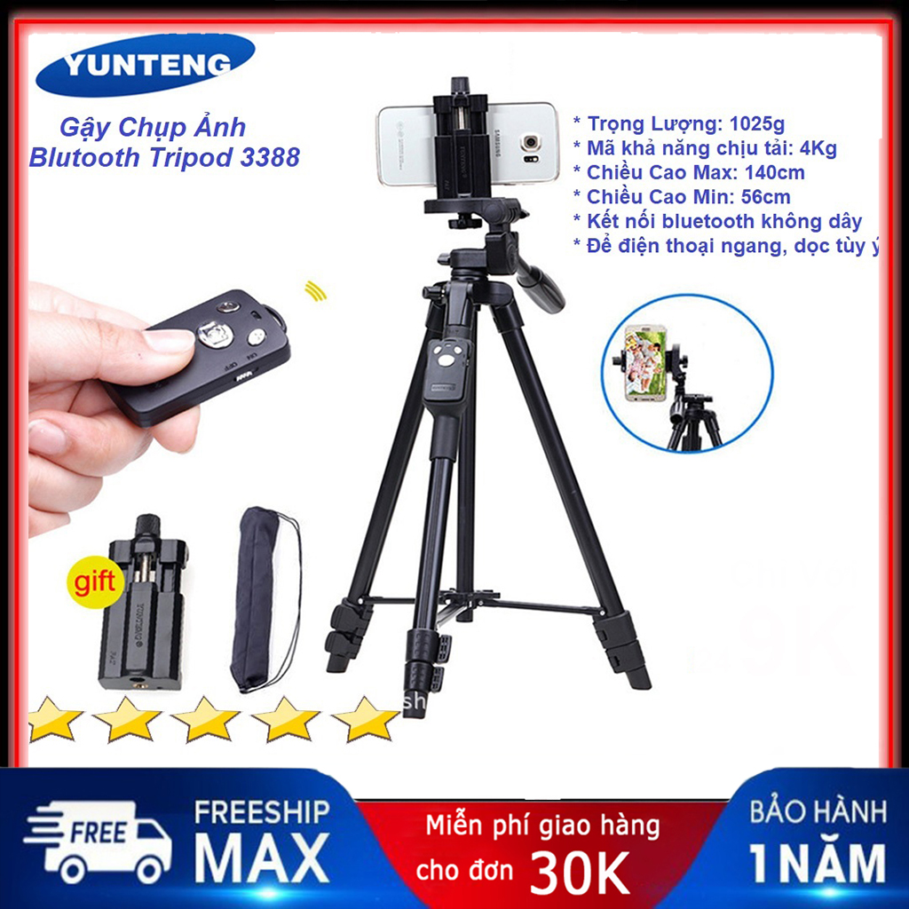 [HCM]Chân máy chụp ảnh chuyên nghiệp tripod 3366 3388  [mẫu 2020] tripod điện thoại chân quay điện thoại gậy livestream quay phim may chup ảnh + kèm remote bluetooth chụp ảnh GENKSTORE