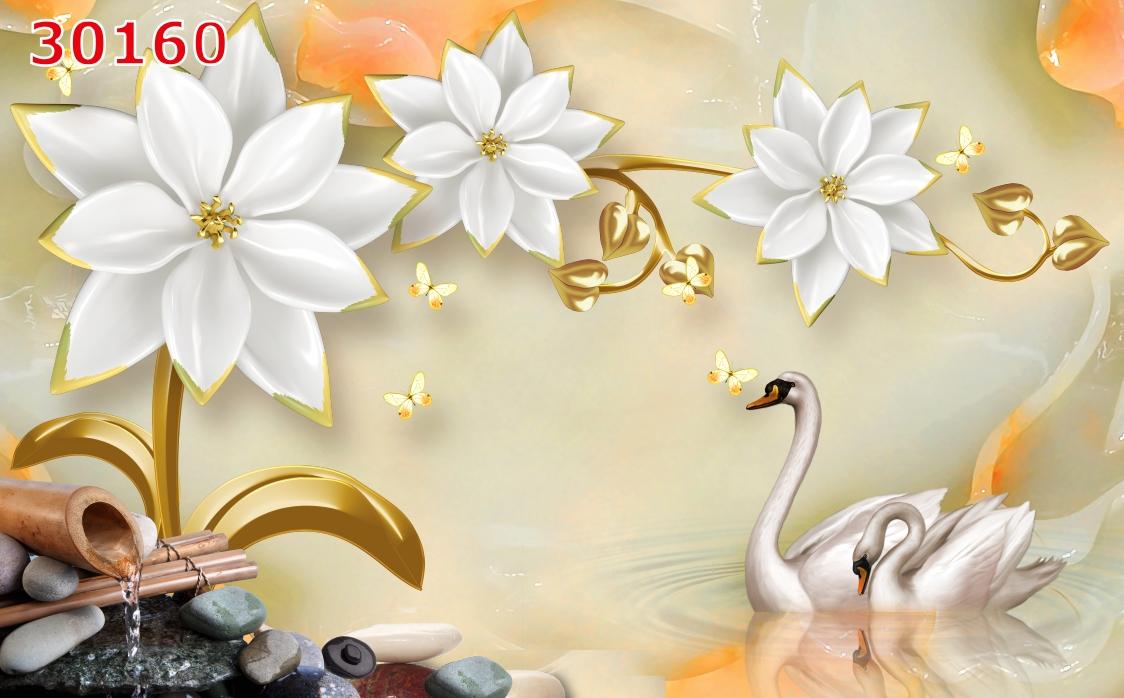 Tranh Dán Tường 3D,Tranh Phòng Ngủ, uyên ương Hồ Điệp, 160