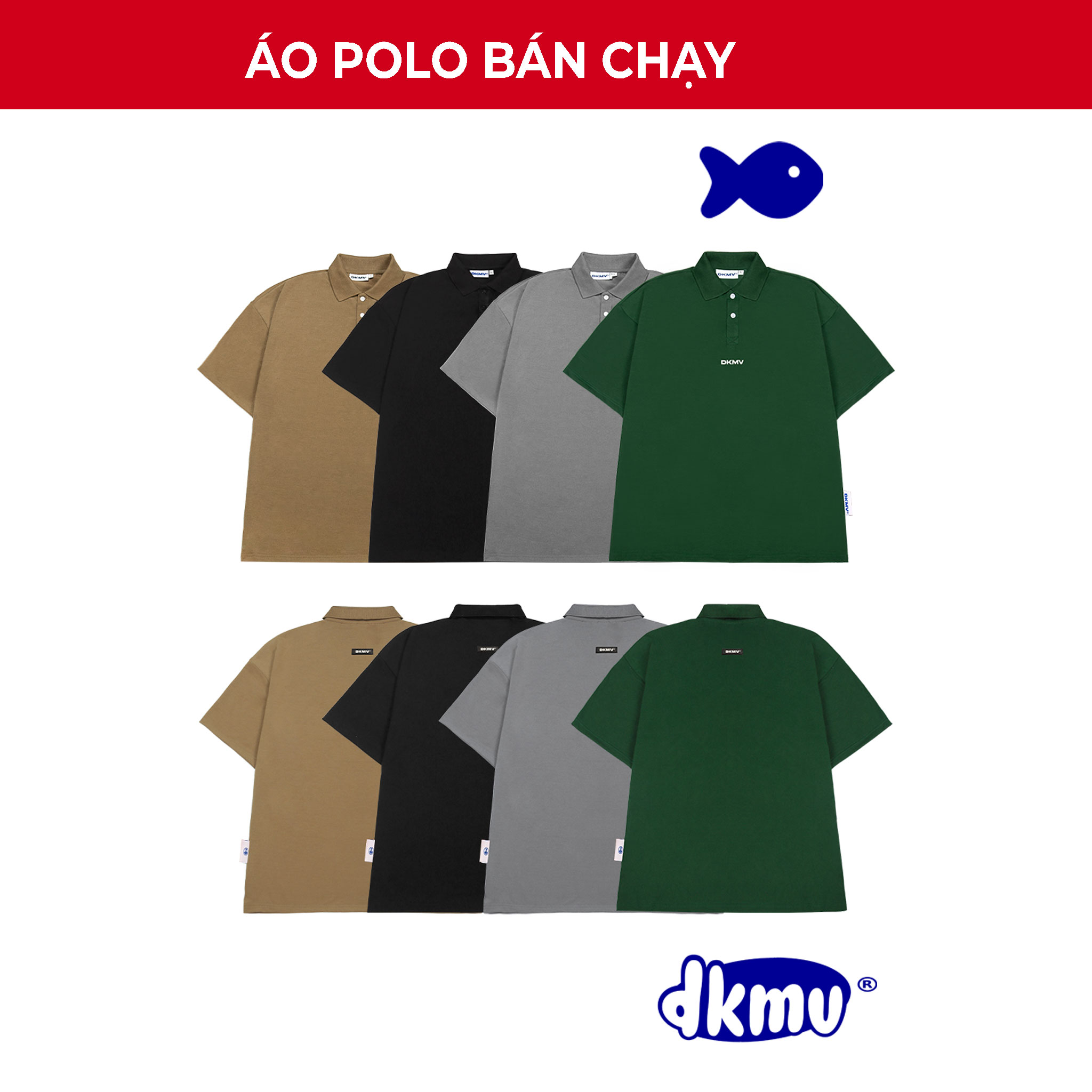 Áo polo local brand basic form rộng - dkmv polo signature | k14-t6