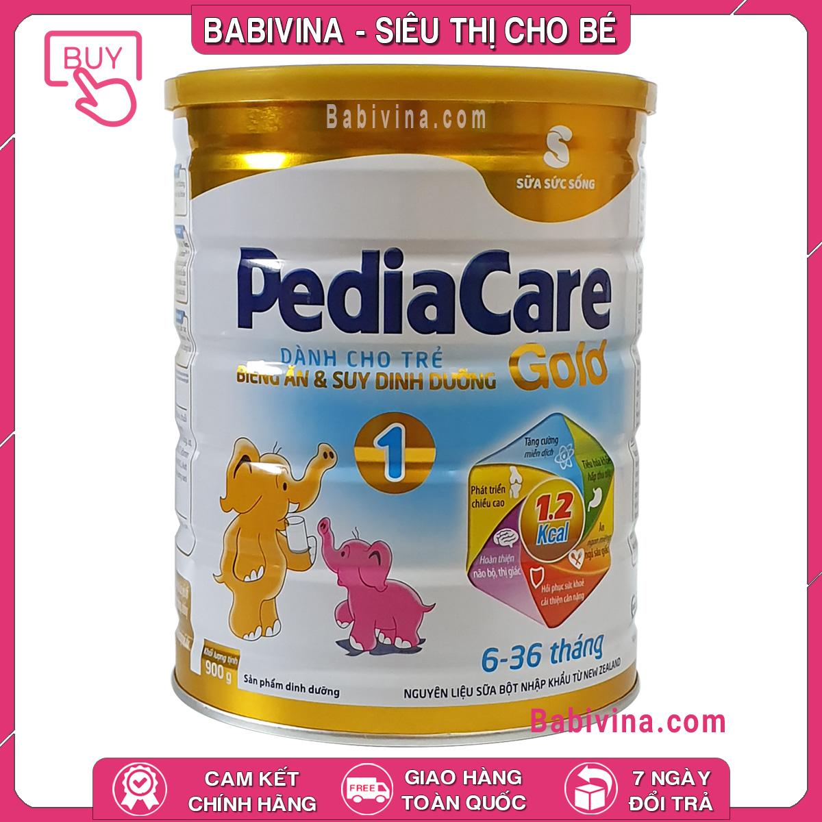 [CHÍNH HÃNG] Sữa Bột PediaCare Gold 1 900g | Dành Cho Bé Từ 6-36 Tháng Tuổi Biếng Ăn, Suy Dinh Dưỡng, Thấp Còi