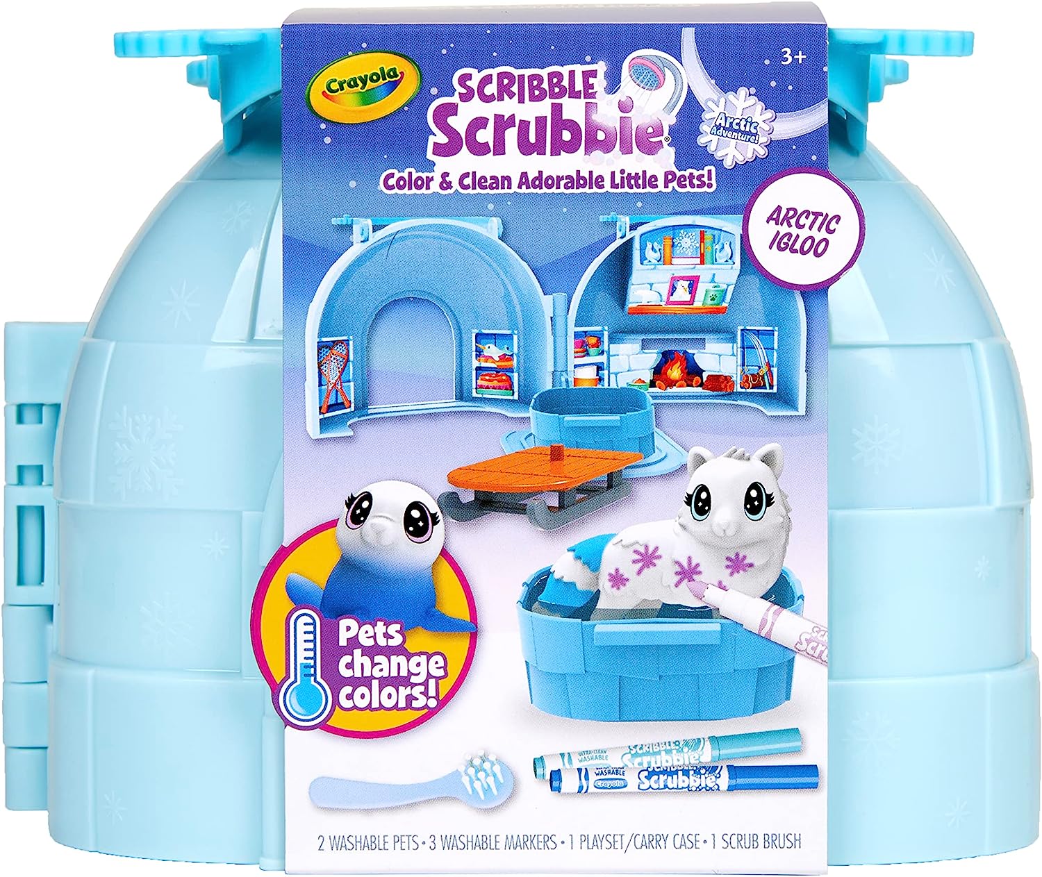 Đồ chơi tô tượng thú cưng cho bé Scribble Scrubbie Pets Arctic Igloo, Color Change Pets & Storage Case