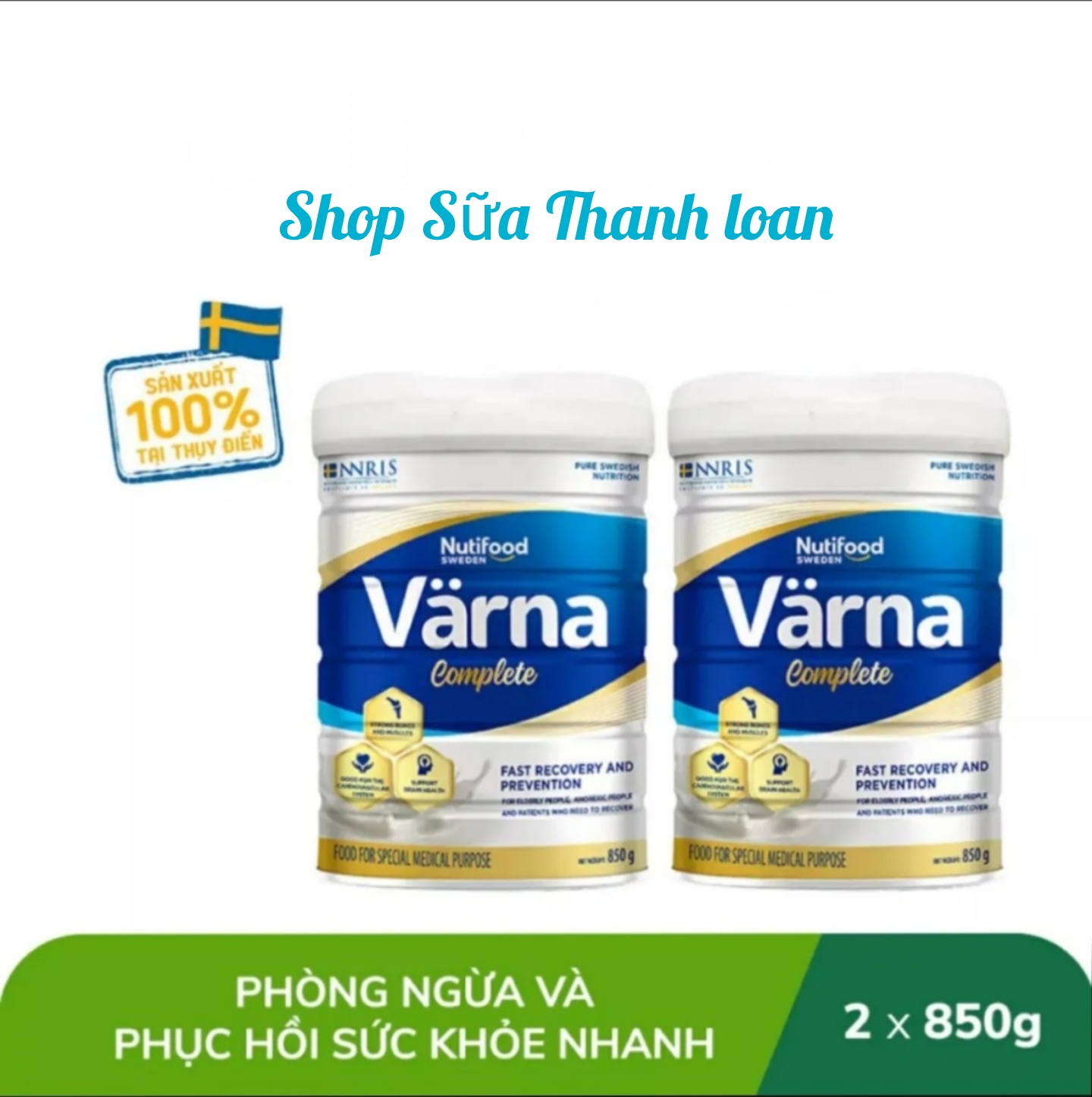 Combo 2 lon sữa bột nutifood varna complete 850g.