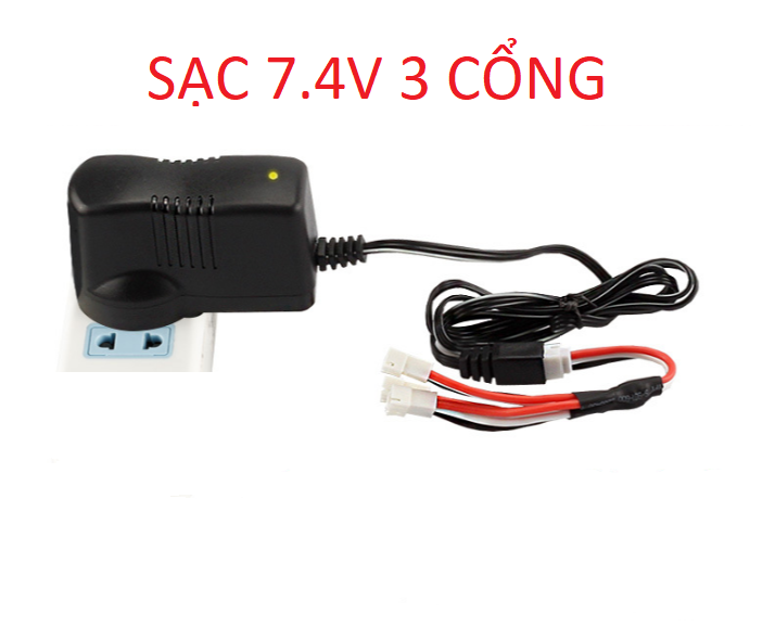 Combo Sạc Pin Xe Điều Khiển Từ Xa - Sạc 7.4V 3 Cổng