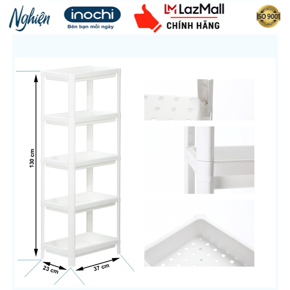 Kệ nhà tắm 5 tầng đa năng cao cấp INOCHI xuất nhật kích thước 37*23*130cm nhựa nguyên sinh cao cấp màu trắng hiện đại