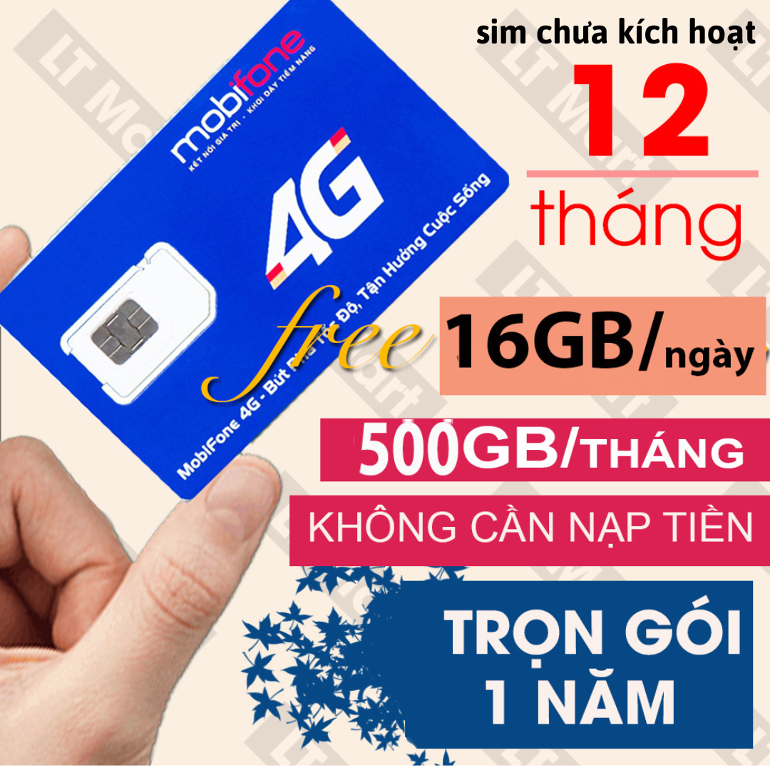 CHƯA KÍCH HOẠT.Sim 4g Mobifone 1 năm 180GB/tháng 500gb/tháng 180gb/tháng tốc độ cao