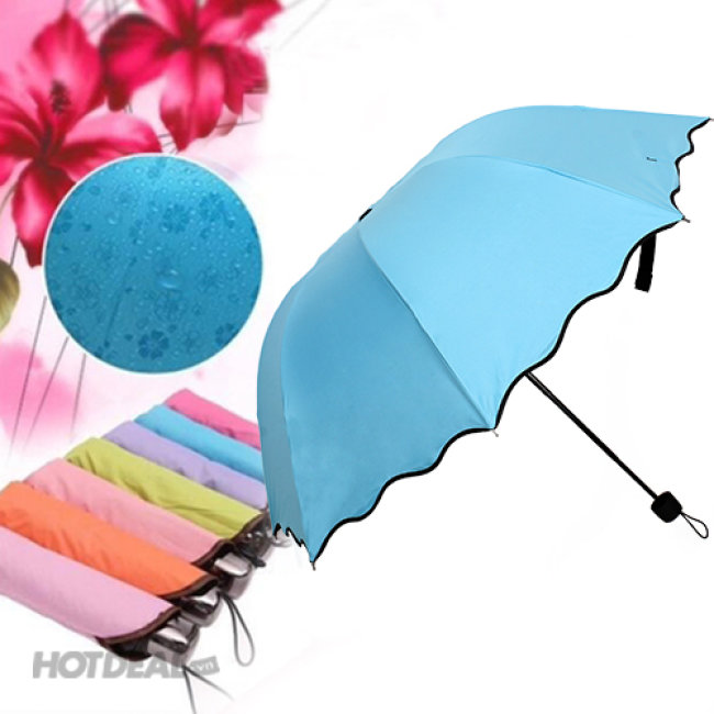Ô DÙ MA THUẬT GẶP NƯỚC NỞ HOA NHIỀU MÀU SẮC CHỐNG TIA UV DÙ GẤP GỌN
