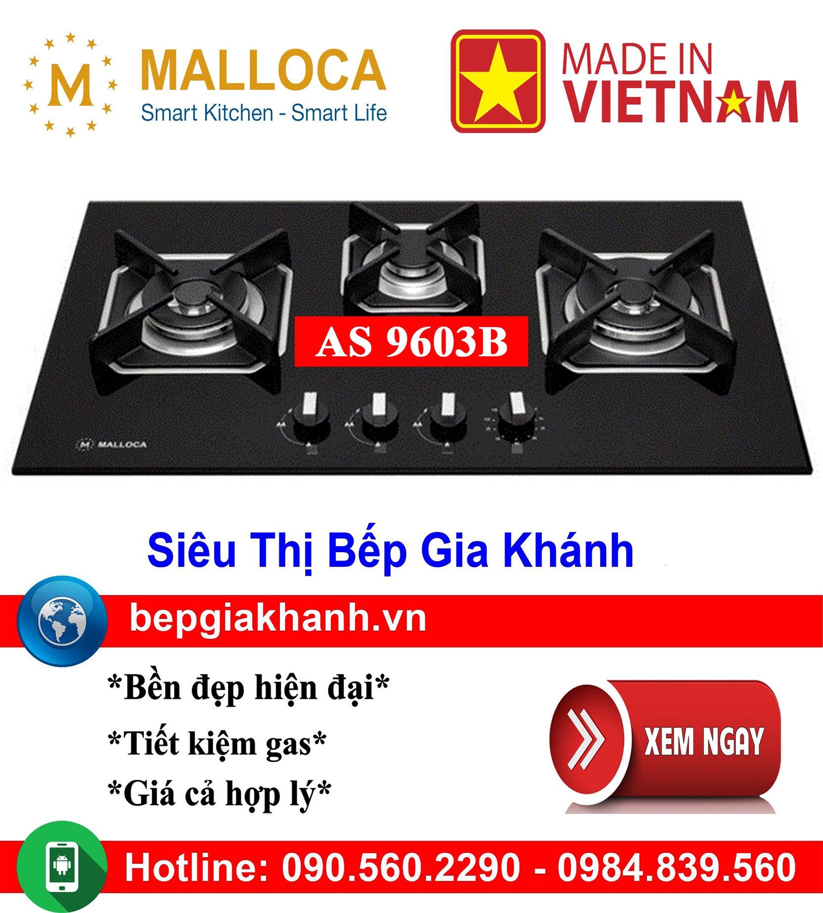 [HCM]Bếp gas âm 3 vùng nấu Malloca AS 9603B lắp ráp Việt Nam, bếp gas, bếp gas đôi, bếp gas đơn, bếp gas âm, bếp ga, bếp ga đôi, bếp ga đơn, bếp ga âm, bep ga, bep gas