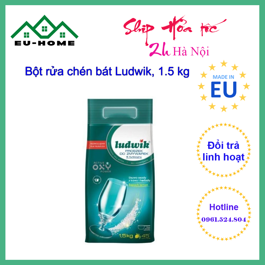 Bột rửa bát Ludwik chuyên dụng 5 in 1, hộp 1.5 kgs, Ba Lan - EU Home Mart