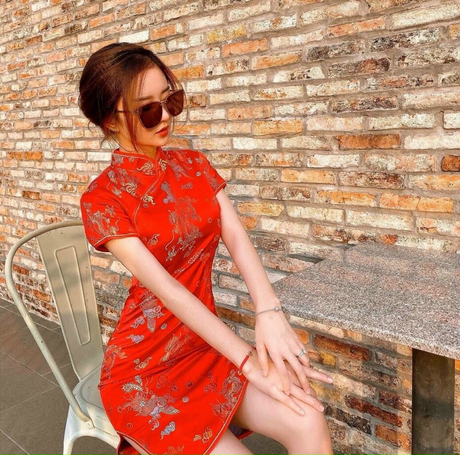 [HCM]Sườn Xám Nữ Siêu Chất Siêu Xịn Sò Về 2 Màu Nha KháchChất Thun Dẻo In 3d -QC