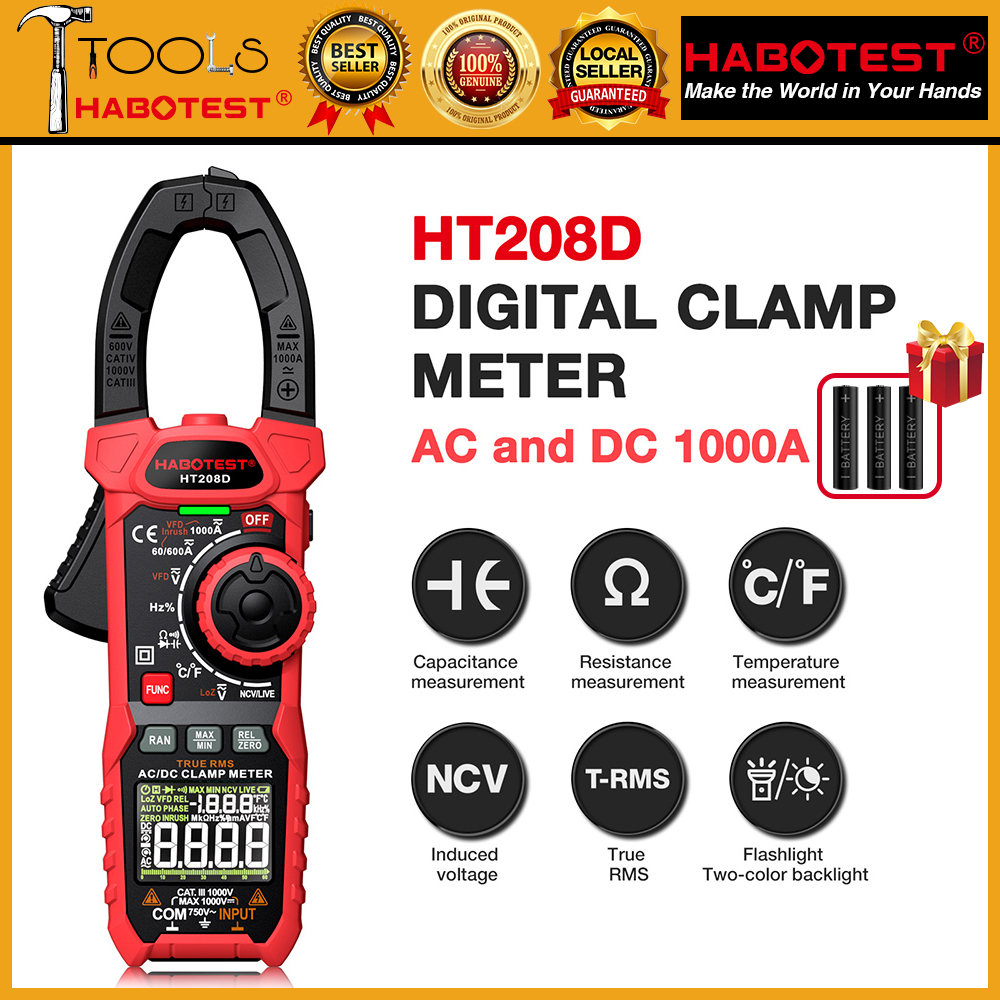 Đồng hồ vạn năng kẹp mayilon ht208d đồng hồ vạn năng đa năng kiểm tra diode liên tục ncv điện áp dòng điện một chiều dòng điện ac ampe kìm dc
