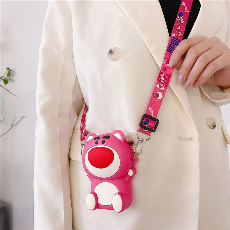 Túi gấu dâu silicon, túi mini đeo chéo, túi chéo mini gấu dâu Lotso dễ thương cute hottrend - Life Style 4U