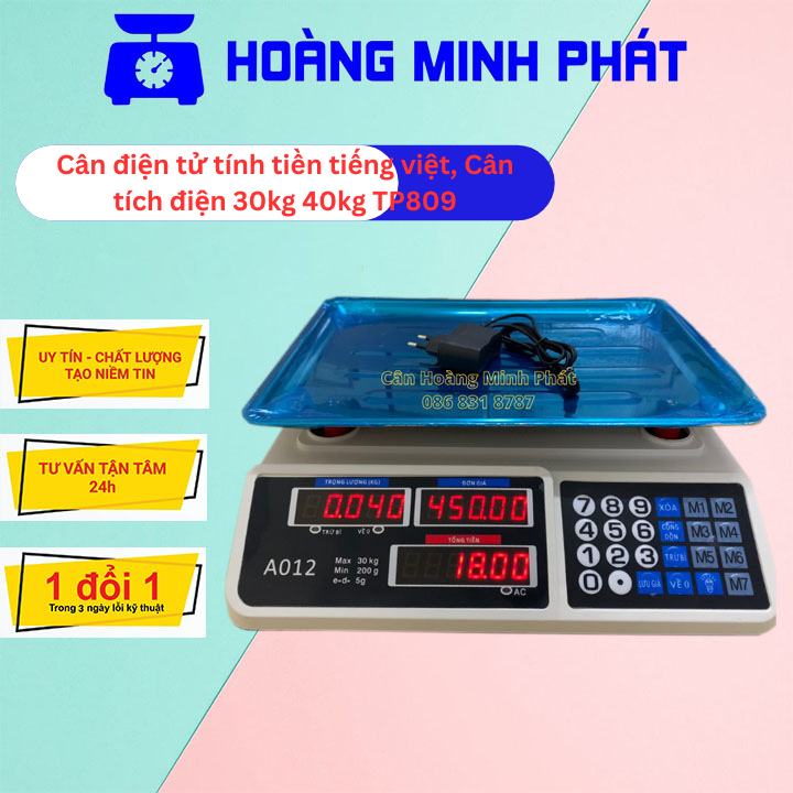 Cân điện tử tính tiền tiếng việt 30kg - 40kg - phím tiếng việt dễ sử dụng - bảo hành 2 năm