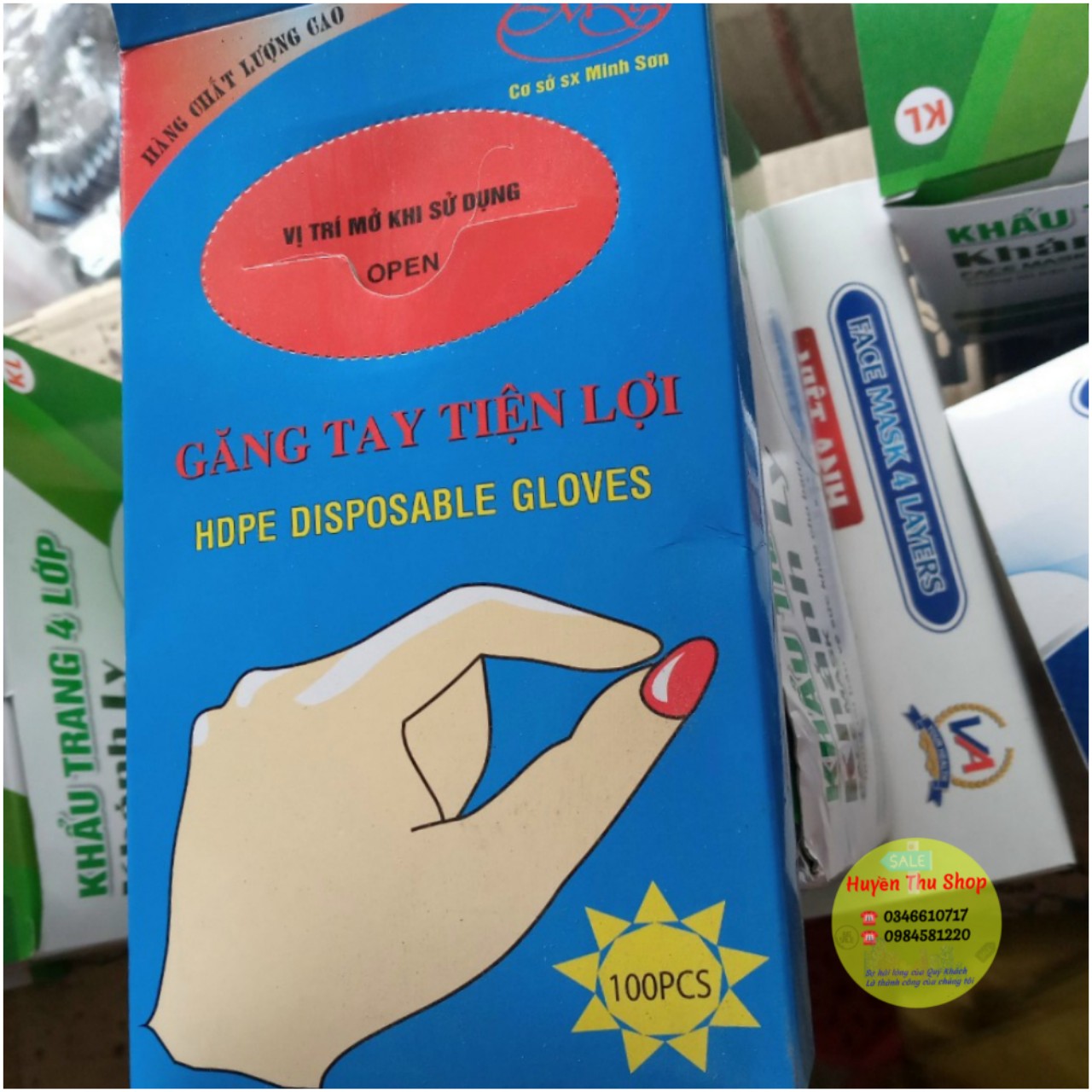 Hộp 100 chiếc găng tay nilon hàng đẹp