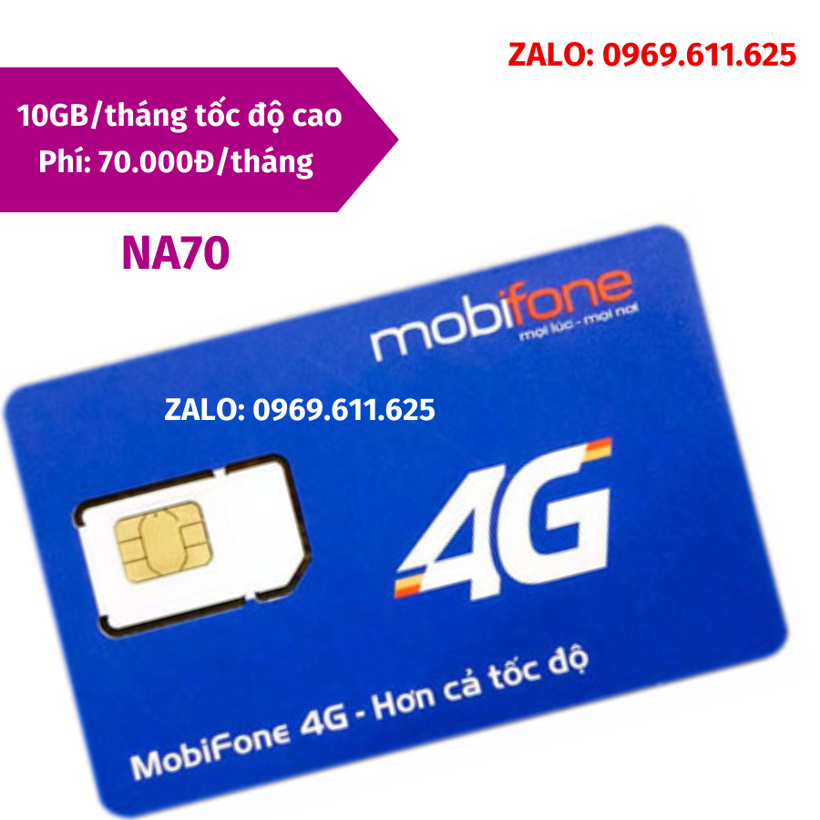 Sim 4G Mobifone Miễn Phí Gọi + Data NA70 - NA90 - NA120 - KC90 - KC120 - KC150 - Nạp Tiền Hàng Tháng