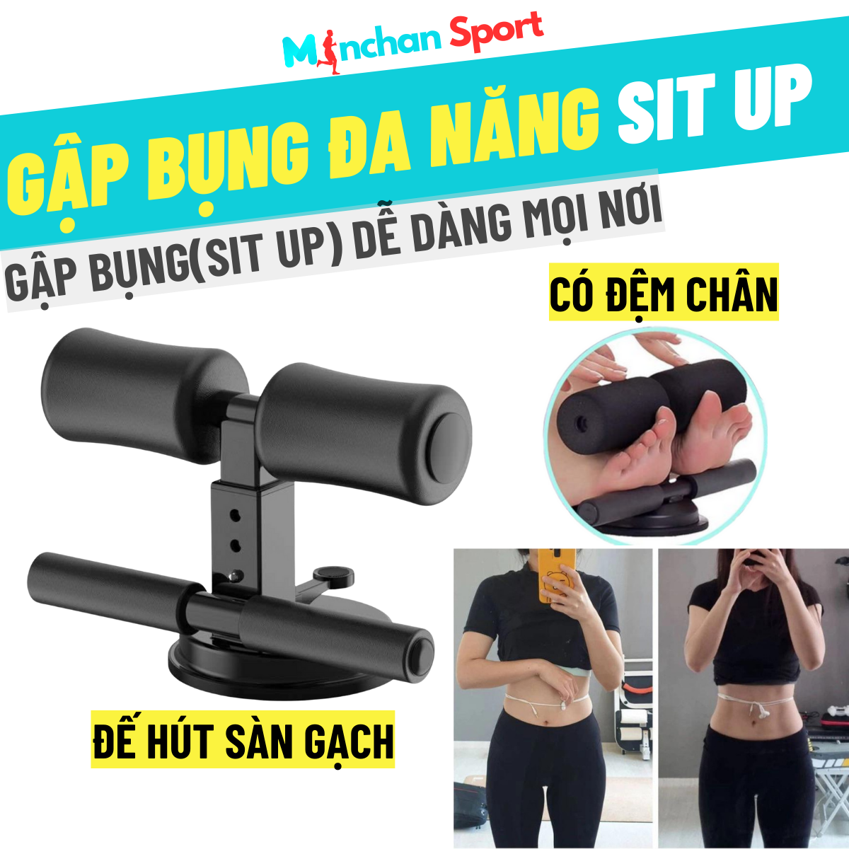 [Tặng dây trợ lực]Dụng Cụ Tập Bụng Gập Bụng Đa Năng Có Đệm Gót Chân - Hỗ Trợ Các Bài Cơ Bụng Tập Gym Tại Nhà Giảm Mỡ Bụng Cho Vòng Eo Thon Gọn
