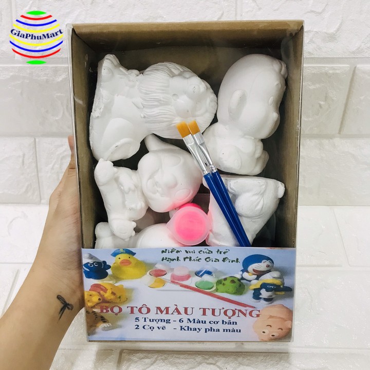 Bộ tô tượng cho bé - Đồ chơi trẻ em bằng thạch cao tặng màu và bút vẽ