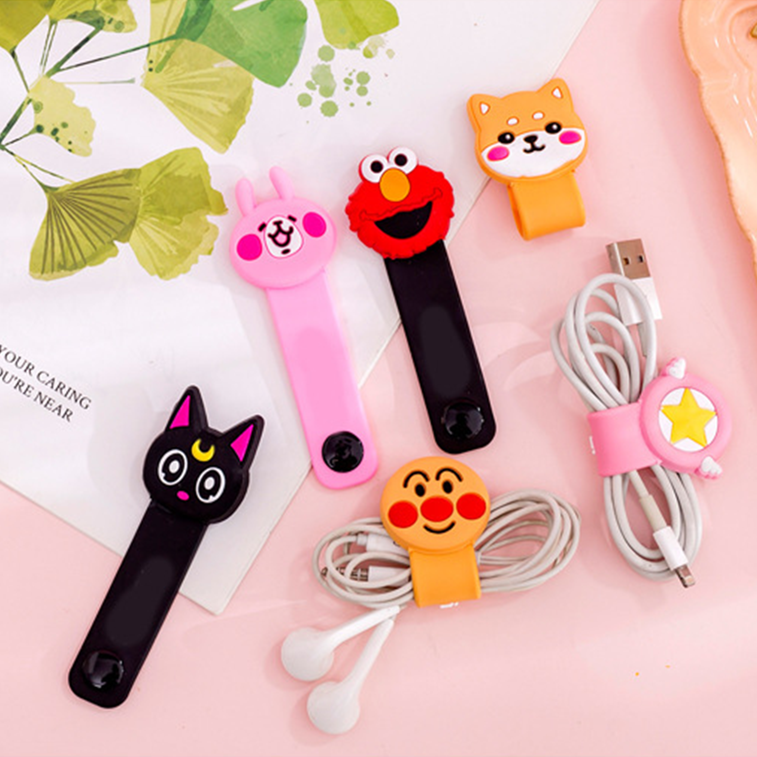 Dây Quấn Thu Gọn Cáp Sạc, Tai Nghe Hoạt Hình Cute Đáng Yêu (Màu Ngẫu Nhiên)