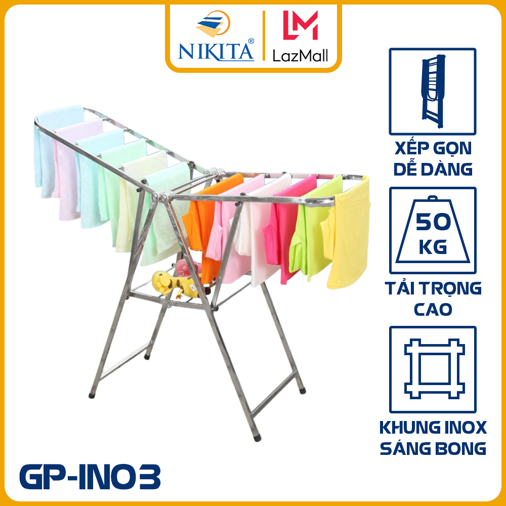 Giá phơi quần áo đa năng - inox gấp gọn tiện lợi