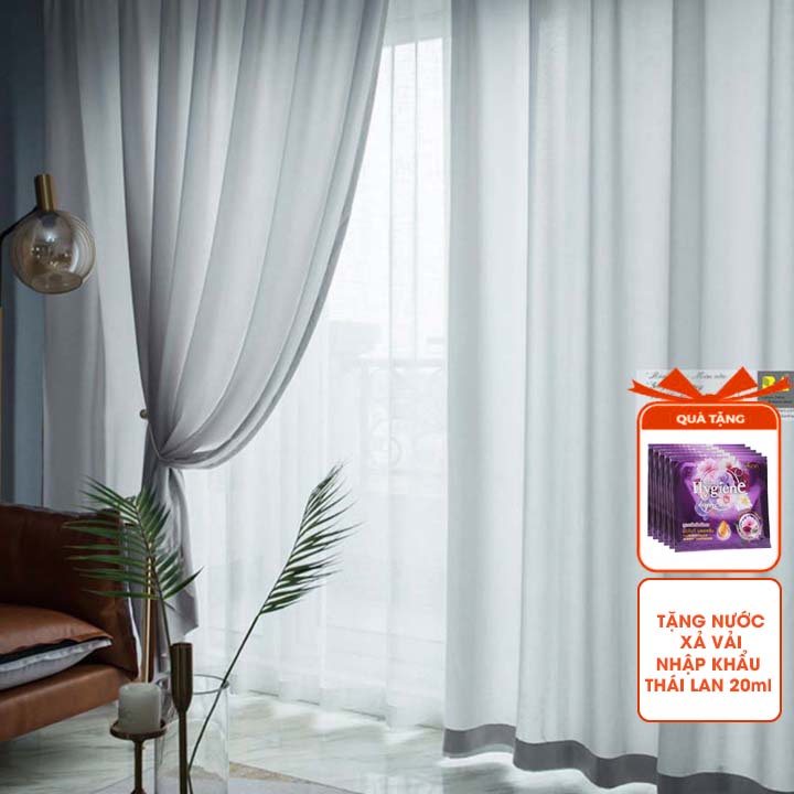 Rèm cửa sổ voan trắng trơn may ore và dán tường rèm trang trí phòng ngủ và phòng khách tiện lợi VIP13 Vuaremgiasi