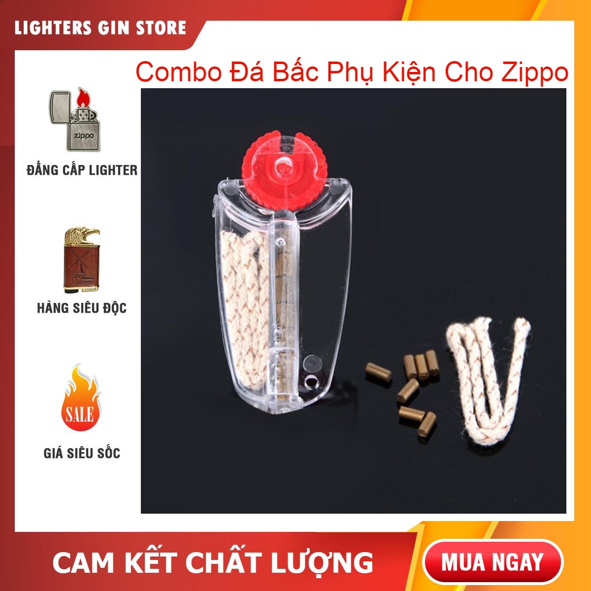 Combo đá bấc phụ kiện cho bật lửa zippo