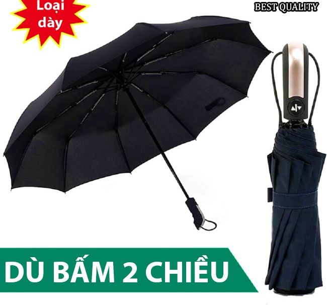 Dù 2 chiều tự xếp cao cấp size lớn - ô dù bấm mở tự động cách nhiệt xếp gọn - dù tự động 2 chiều chống tia uv