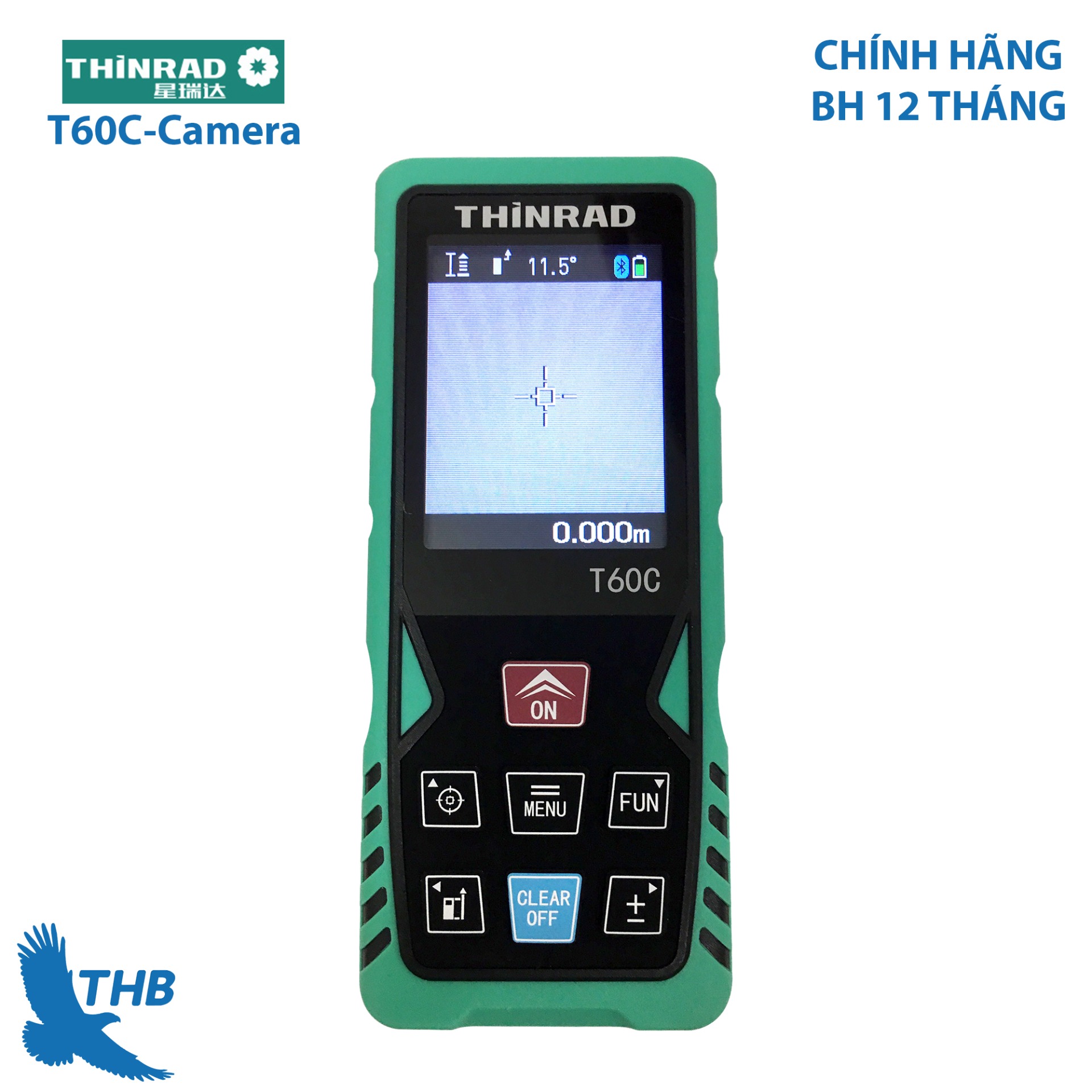 Máy đo khoảng cách xa bằng Laser 60m Hỗ trợ Camera để đo ngoài trời Có màn hình màu và cảm biến góc nghiêng Pin sạc T60C