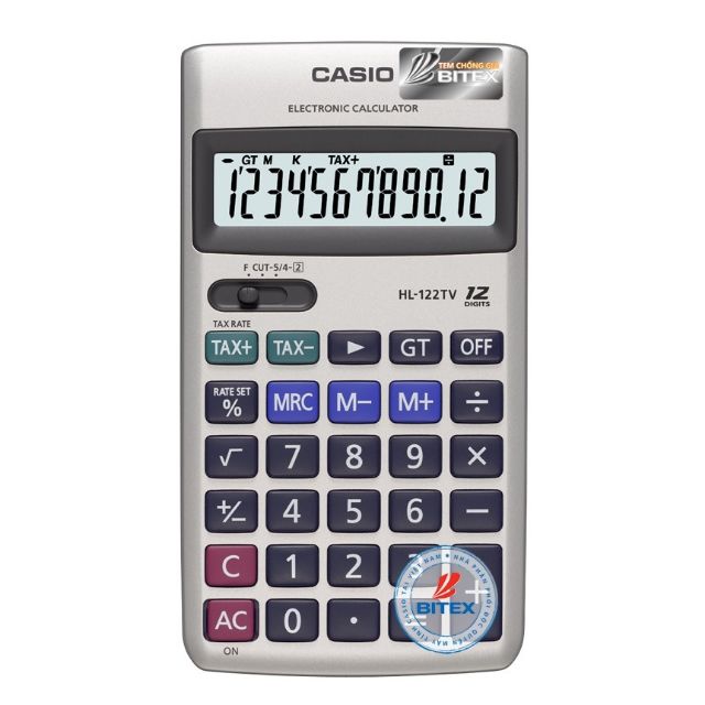 Máy tính casio hl-122tv bỏ túi chính hãng kèm bao da bh 7 năm