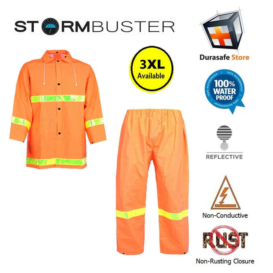 Áo mưa bộ phản quang màu cam stormbuster size l