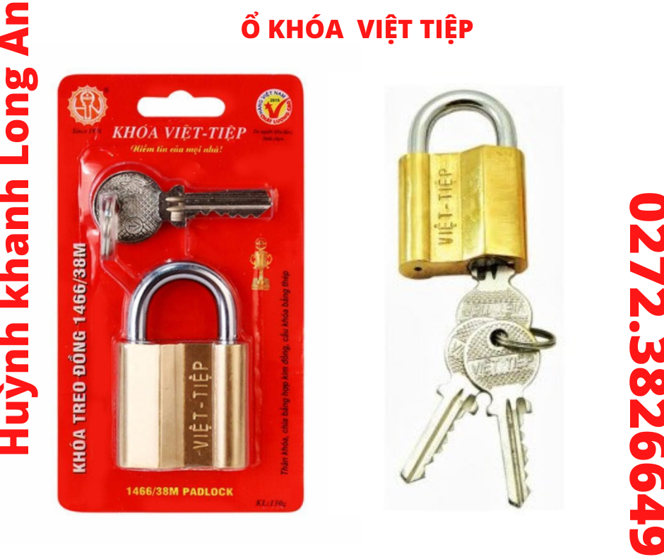 Ổ khoá việt tiệp 1466/38m loại nhỏ 57 x 36 ống phi 6mm