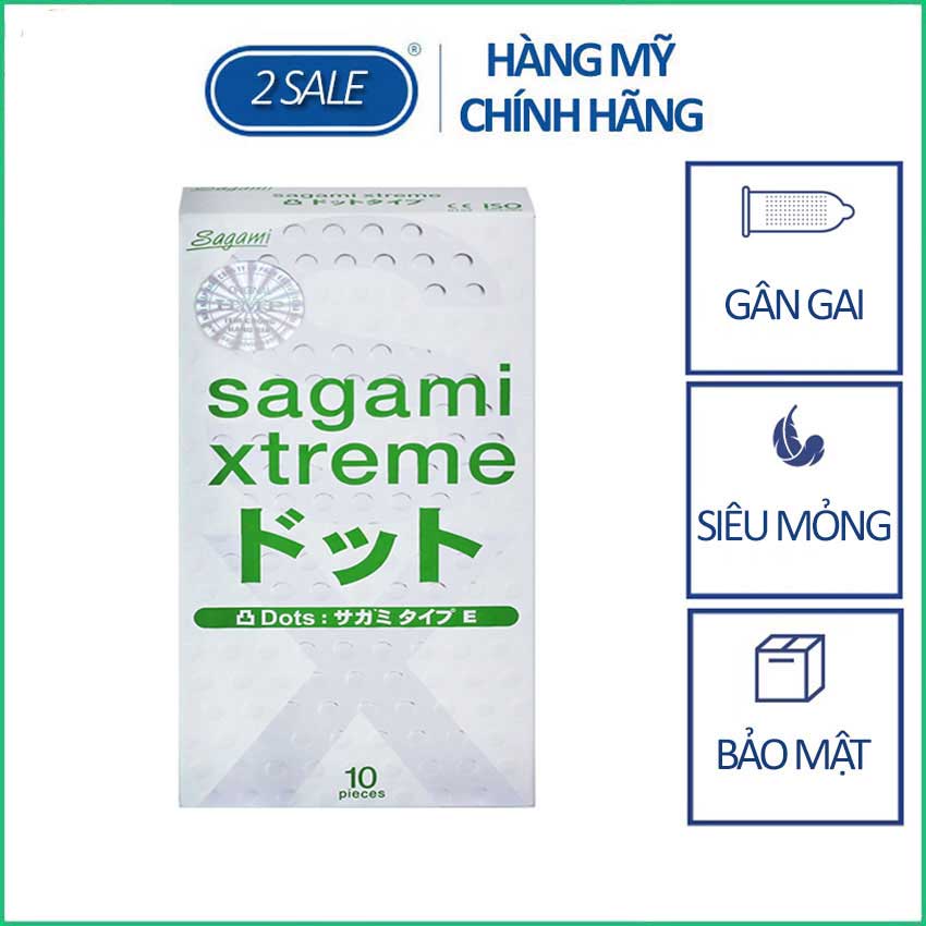 Bao cao su siêu mỏng Sagami Xtreme Dots Type có gân gai