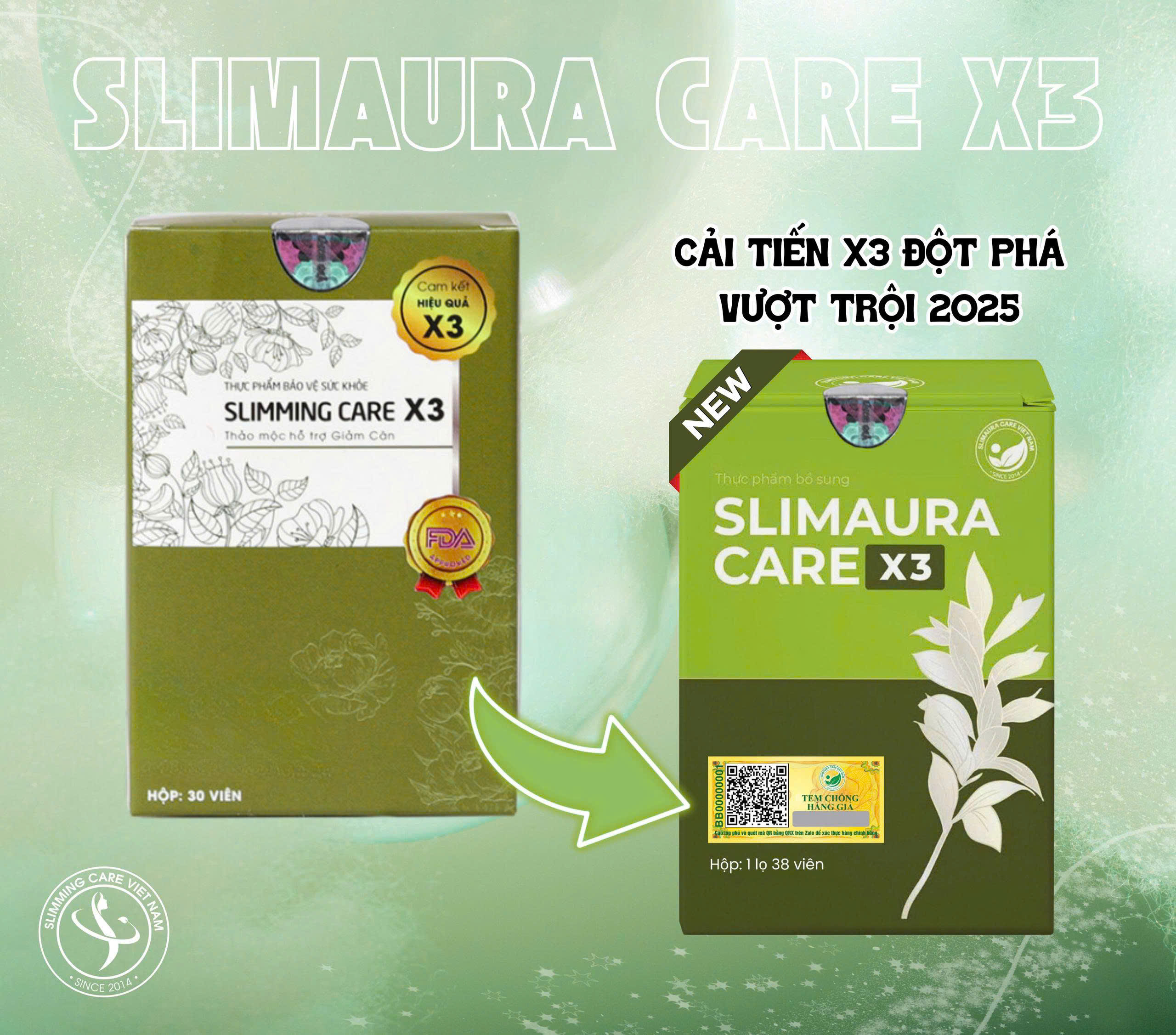 Viên Giảm Cân Slimming Care X3 Chính Hãng - Cải tiến phiên bản 2025 hỗ trợ giảm cân, thanh lọc cơ thể
