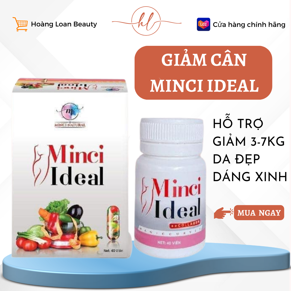Giảm cân Minci Ideal, thảo mộc hỗ trợ giảm 4-7KG, hộp 40 viên