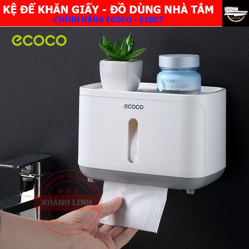 Hộp đựng khăn giấy - Kệ đựng giấy vệ sinh chống nước - Không cần khoan đục - Ecoco E1807