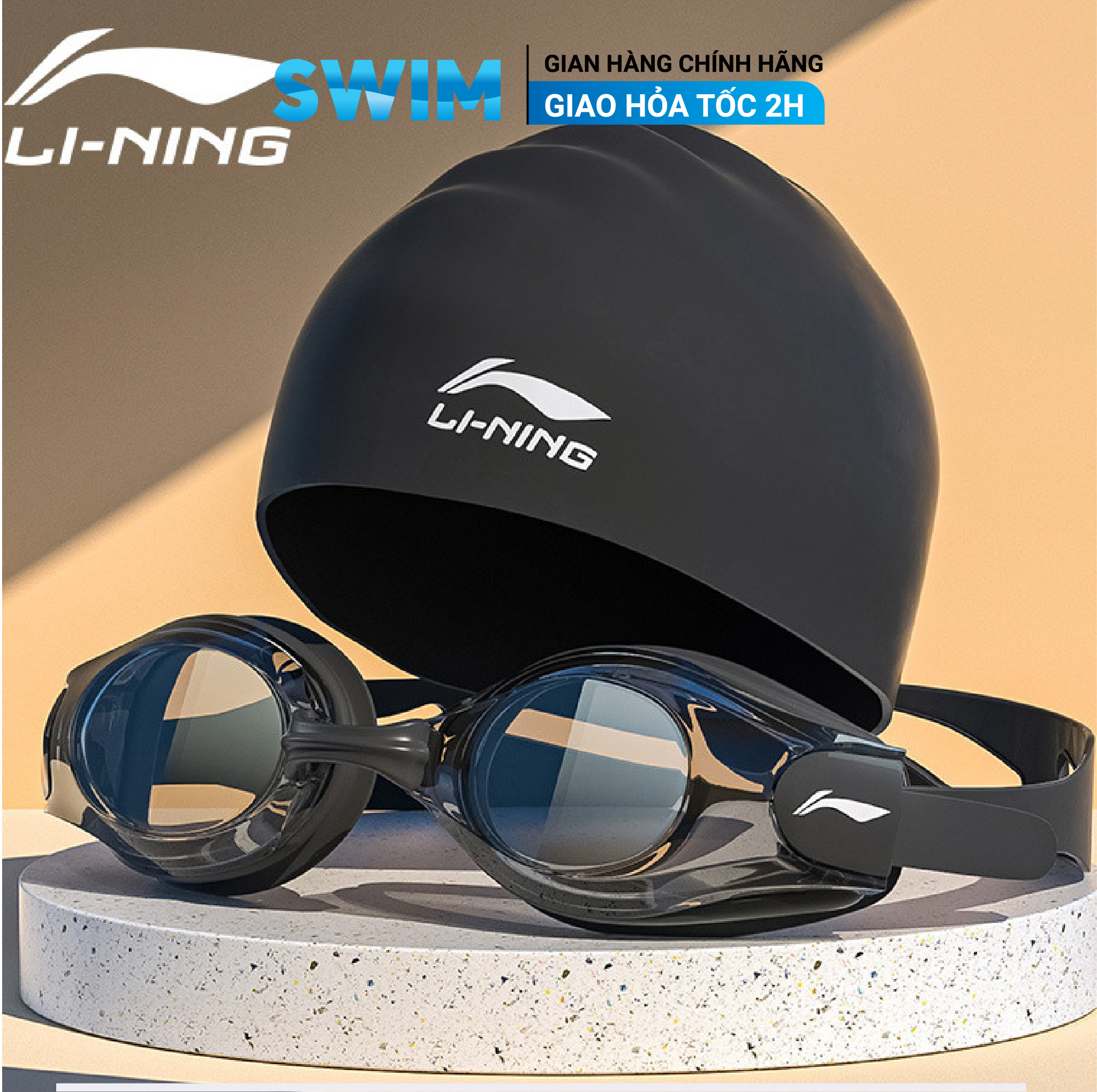 Kính bơi li-ning độ nét cao chống nước tuyệt đối tặng kèm nút tai kính bơi lining