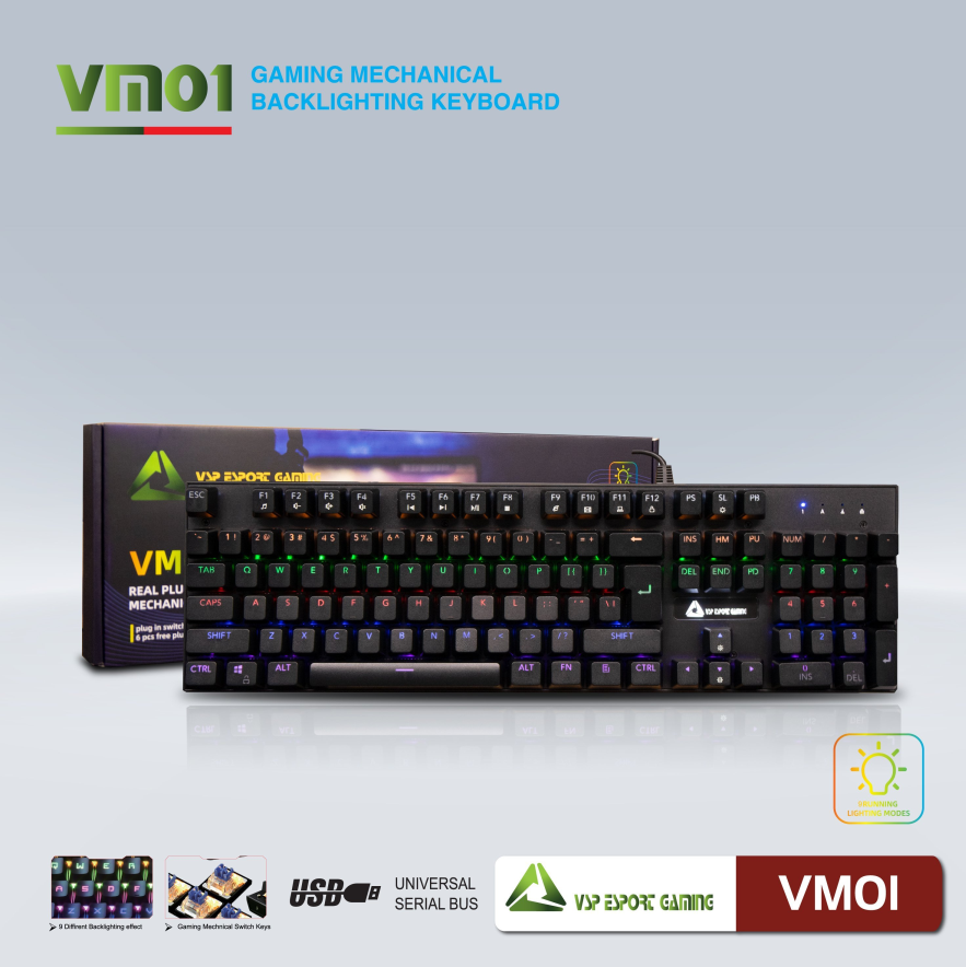 Phím cơ chuyên game bosston vm01 full led màu đen-jl